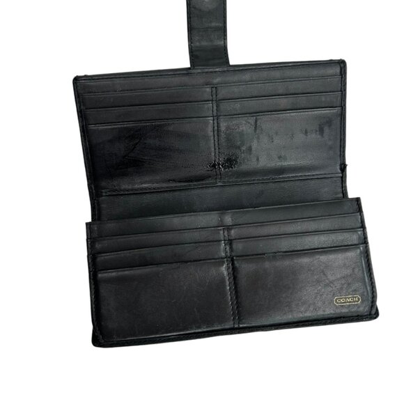 coach leather C logo tri fold checkbook wallet dollar bill checkbook size - Picture 7 of 8